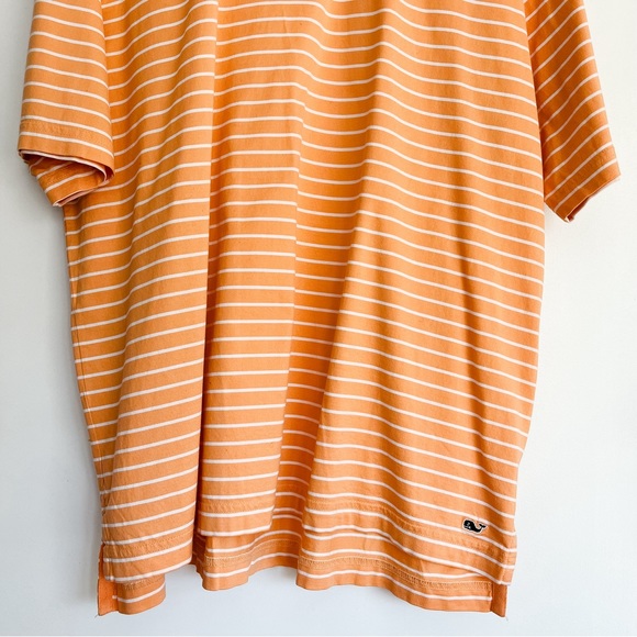Vineyard Vines Men’s Striped Short Sleeve Polo Shirt Orange White Large - Picture 4 of 8